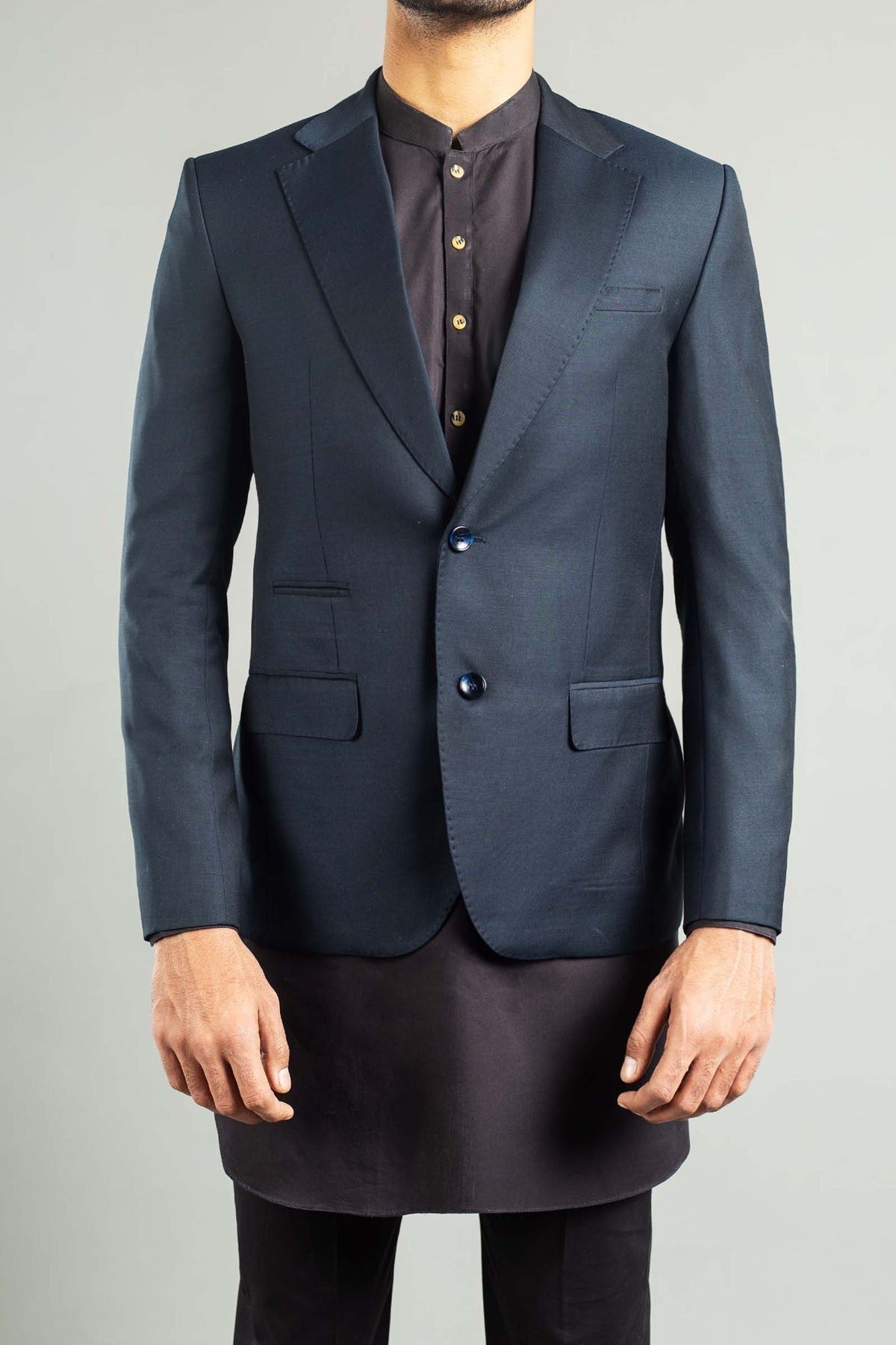 Navy Blue Tropical Fabric Prince Coat (3-Piece) - Image 1