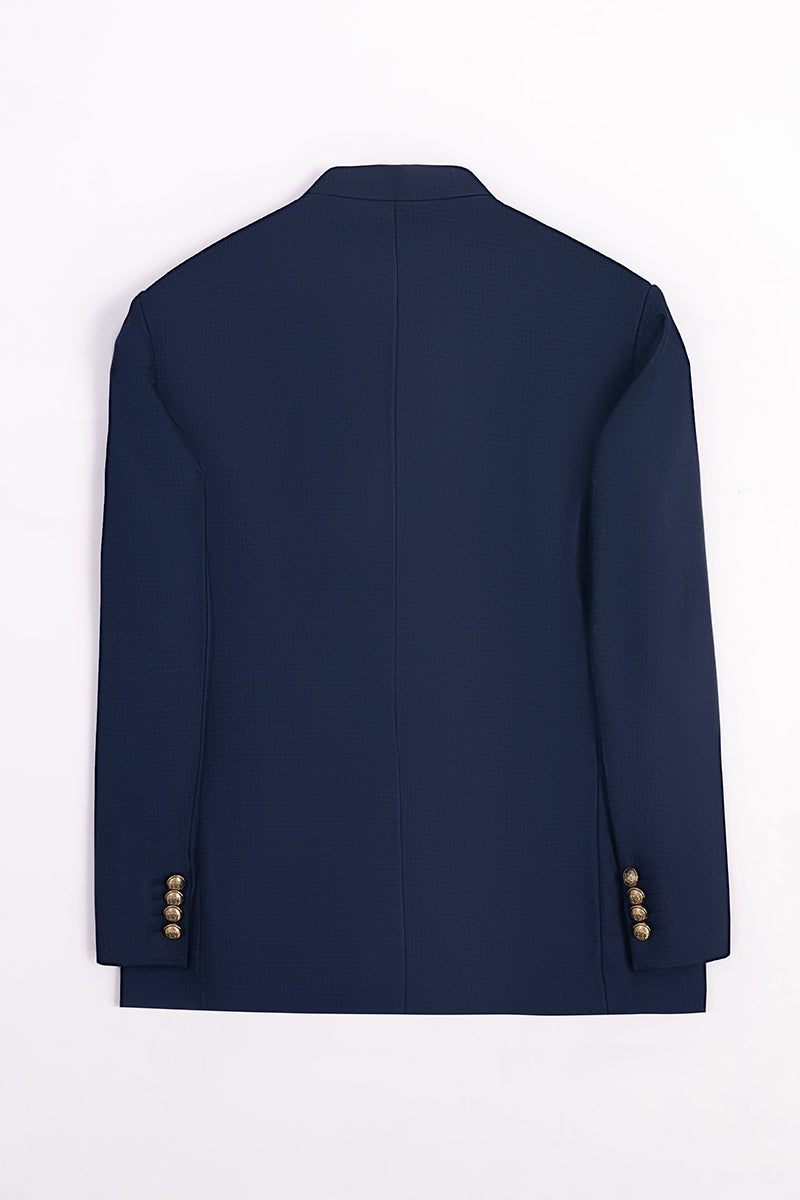 Midnight Blue Tropical Suiting Prince Coat (2-Piece) - Image 4