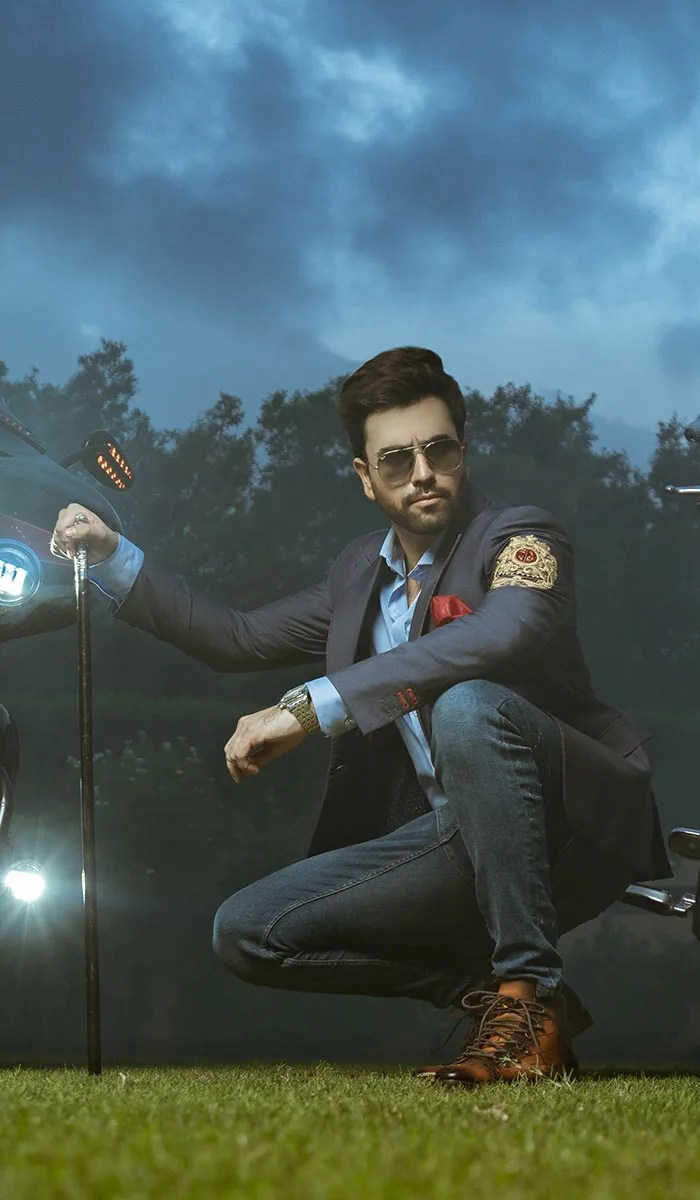 Navy Gold Embroidered Wool Blend Prince Coat (1-Pc) - Image 2