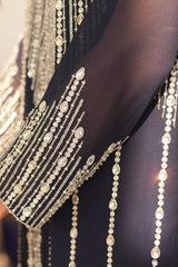 Pakistani Navy Blue Beaded Georgette Salwar Kameez (3-Piece) - Image 7