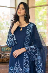 Navy Blue Embroidered Georgette Chiffon Salwar Kameez (3-Piece) - Image 6