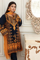 Navy Blue Embroidered Georgette Salwar Kameez (3-Piece) - Image 3