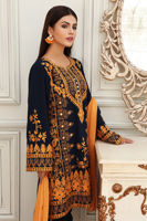 Navy Blue Embroidered Georgette Salwar Kameez (3-Piece) - Image 4