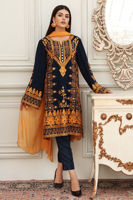Navy Blue Embroidered Georgette Salwar Kameez (3-Piece) - Image 5
