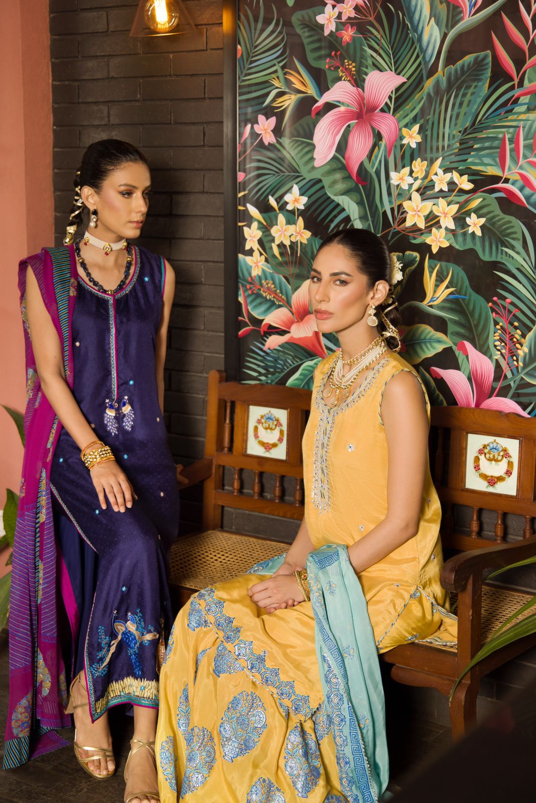 Pakistani Navy Handworked Katan Silk Salwar Kameez (3-Piece) - Image 6