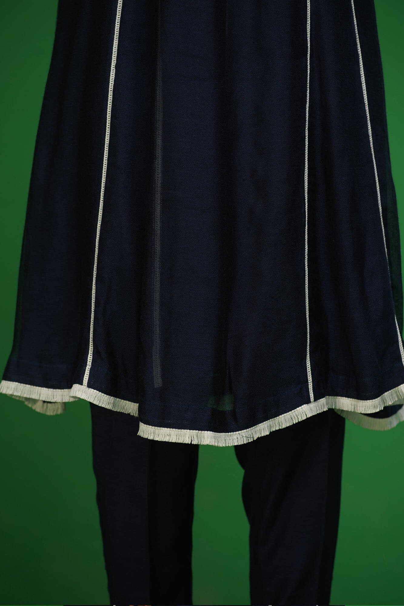 Navy Blue Embroidered Khaadi Net Kalidar Salwar Kameez (2-Piece) - Image 1
