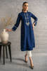 Pakistani Navy Blue Embroidered Khaddar Long Shirt (3-Piece) - Image 2