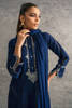 Pakistani Navy Blue Embroidered Khaddar Long Shirt (3-Piece) - Image 4