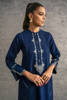 Pakistani Navy Blue Embroidered Khaddar Long Shirt (3-Piece) - Image 5