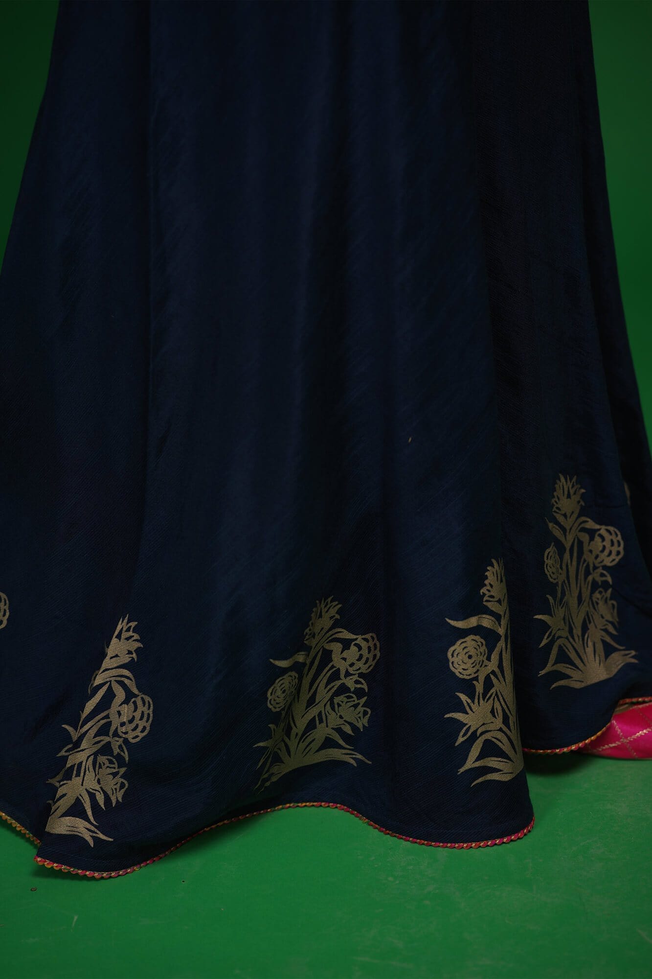 Navy Blue Embroidered Khaddi Net Salwar Kameez (3-Piece) - Image 1