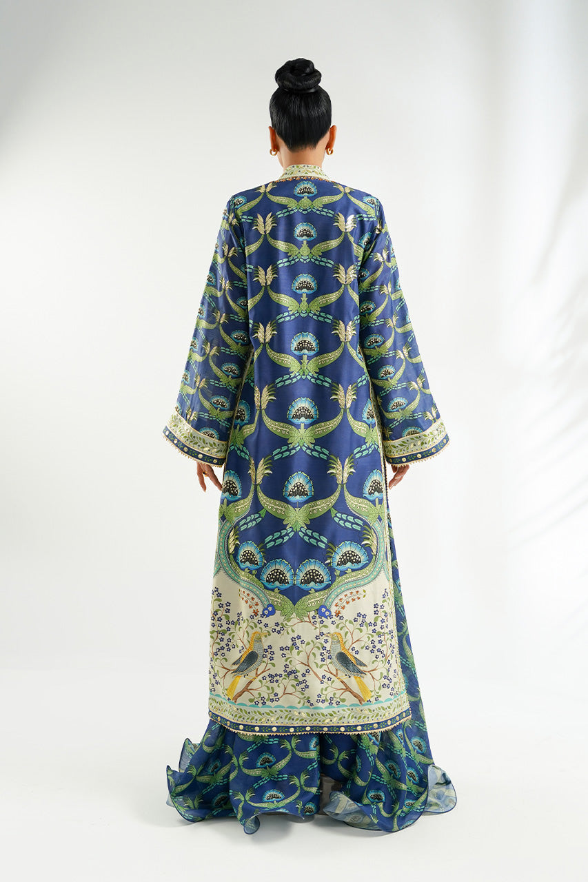 Navy Gota Khaddi Silk Jacket Set (3-Piece) - Image 2