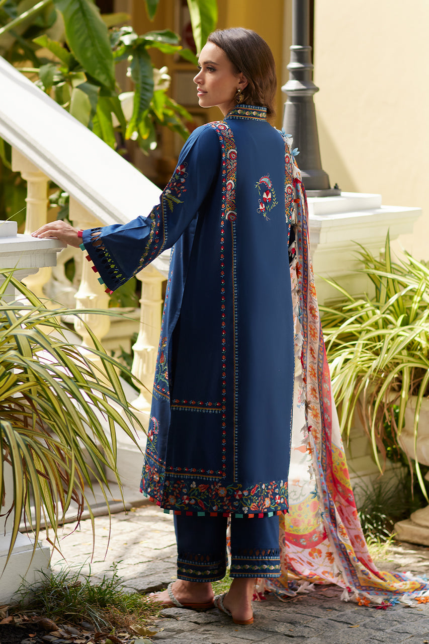 Pakistani Navy Suzani Embroidered Premium Lawn 3-Piece Suit - Image 2