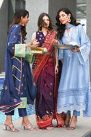 Pakistani Navy Gota Sequin Raw Silk Salwar Kameez (3-Piece) - Image 8