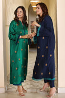 Navy Blue Handworked Silk Salwar Kameez (2-Piece) - Image 2