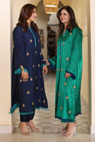 Navy Blue Handworked Silk Salwar Kameez (2-Piece) - Image 6