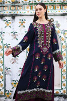 Pakistani Navy Blue Embroidered Pure Silk Long Shirt (2-Piece) - Image 7