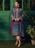 Deep Navy Embroidered Pure Silk Kurta (3-Piece) - Image 4