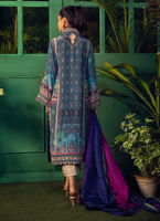 Deep Navy Embroidered Pure Silk Kurta (3-Piece) - Image 5