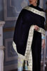 Navy Blue Embellished Velvet Salwar Kameez (3-Piece) - Image 8