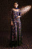 Pakistani Navy Printed Raw Silk Sharara Set (3-Piece) - Image 2