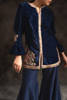 Navy Blue Embroidered Velvet Sharara Set (3-Piece) - Image 6
