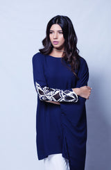 Pakistani Navy Embroidered Georgette Chiffon Tunic (2-Piece) - Image 4
