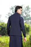 Navy Blue Boski Waistcoat Kurta Set (3-Piece) - Image 4