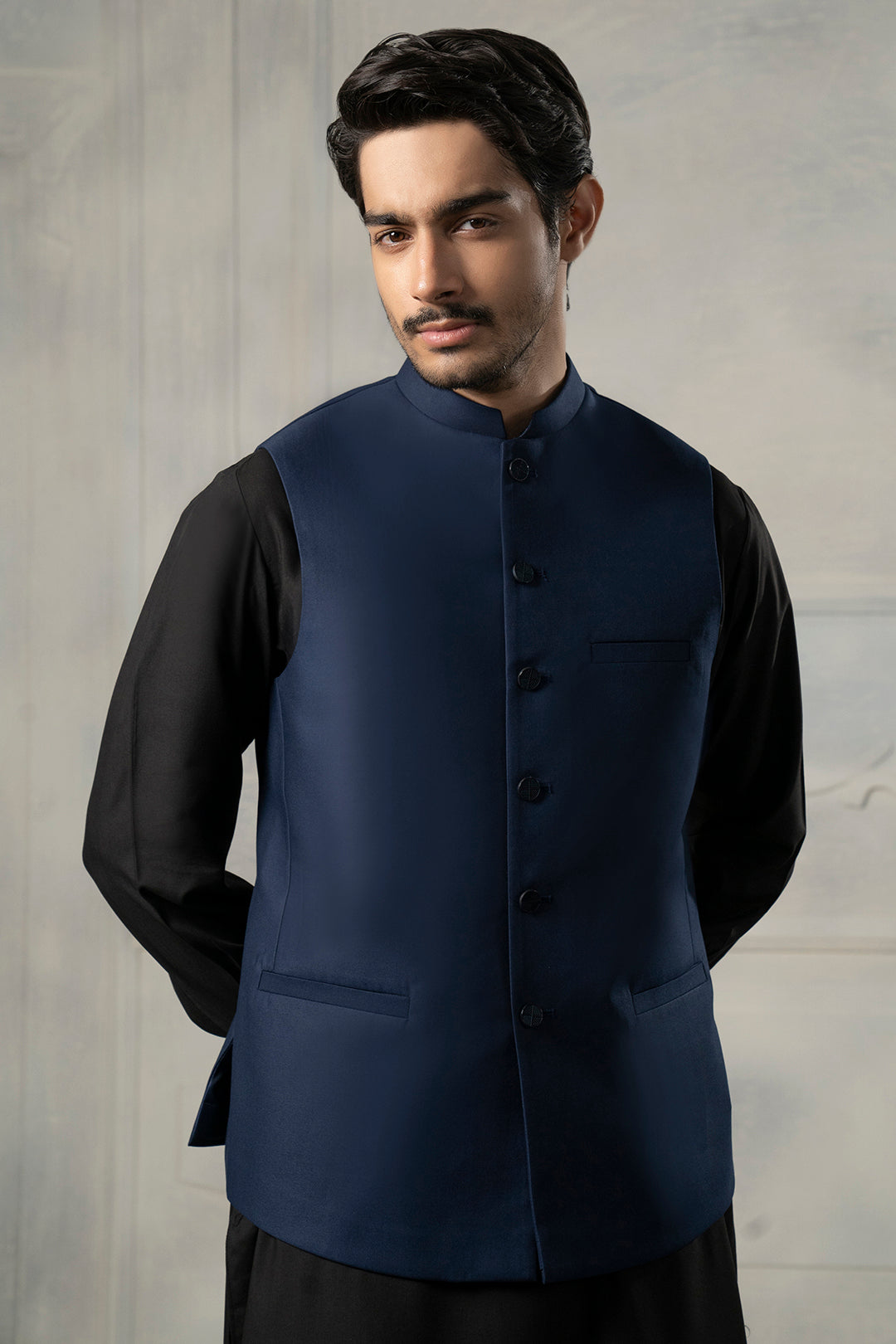 Navy Suiting Fabric Men's Waistcoat (1-Pc) - Image 13