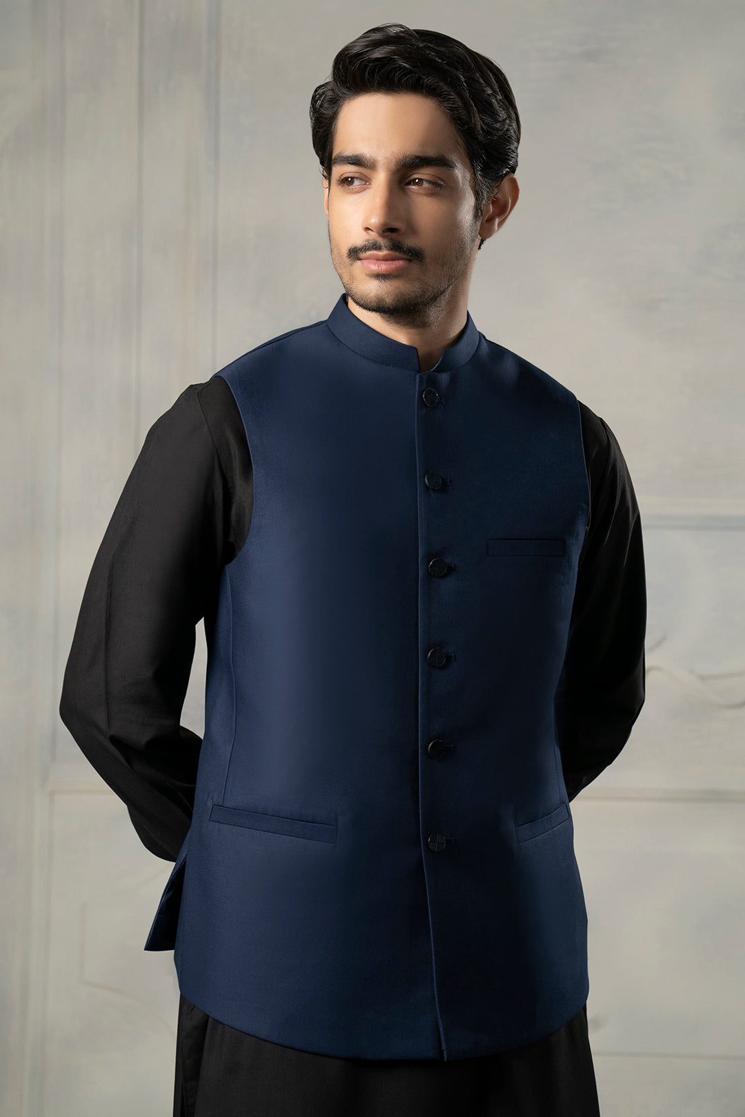 Navy Suiting Fabric Men's Waistcoat (1-Pc) - Image 15