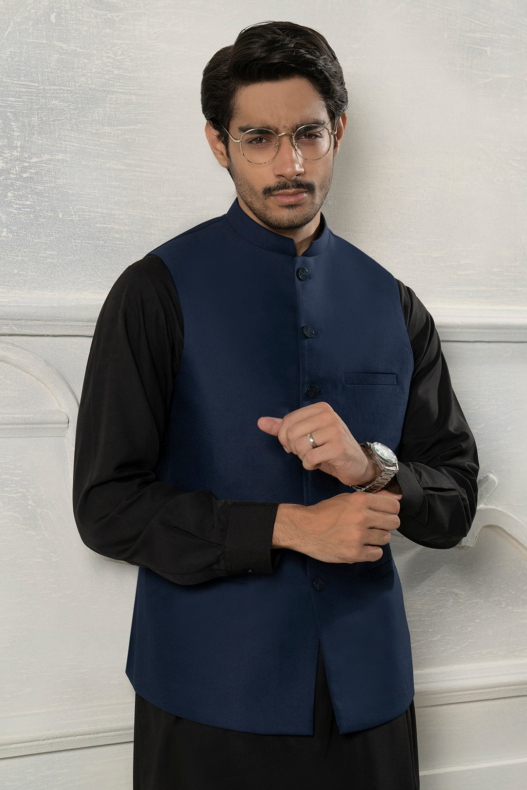 Navy Suiting Fabric Men's Waistcoat (1-Pc) - Image 20