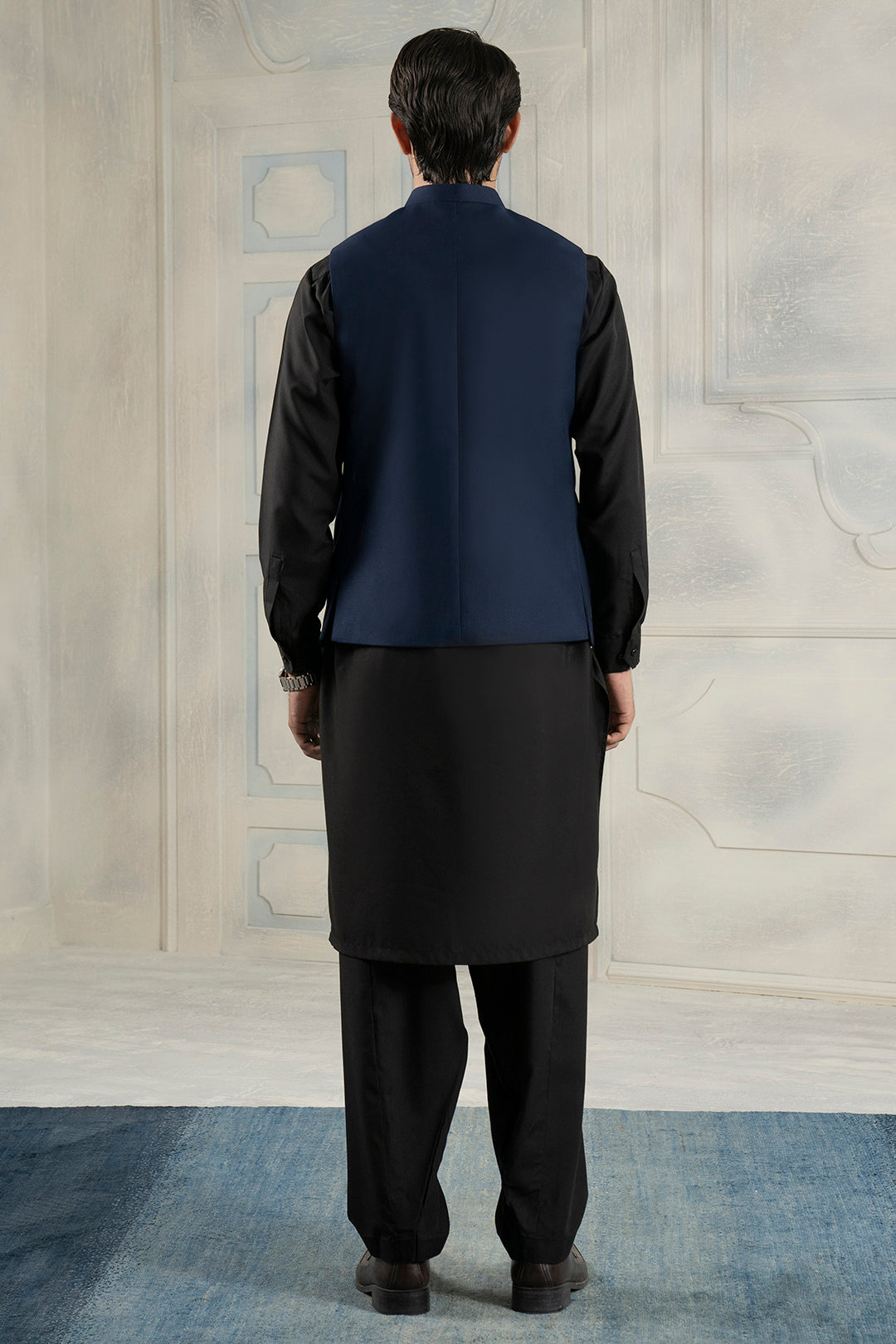 Navy Suiting Fabric Men's Waistcoat (1-Pc) - Image 25