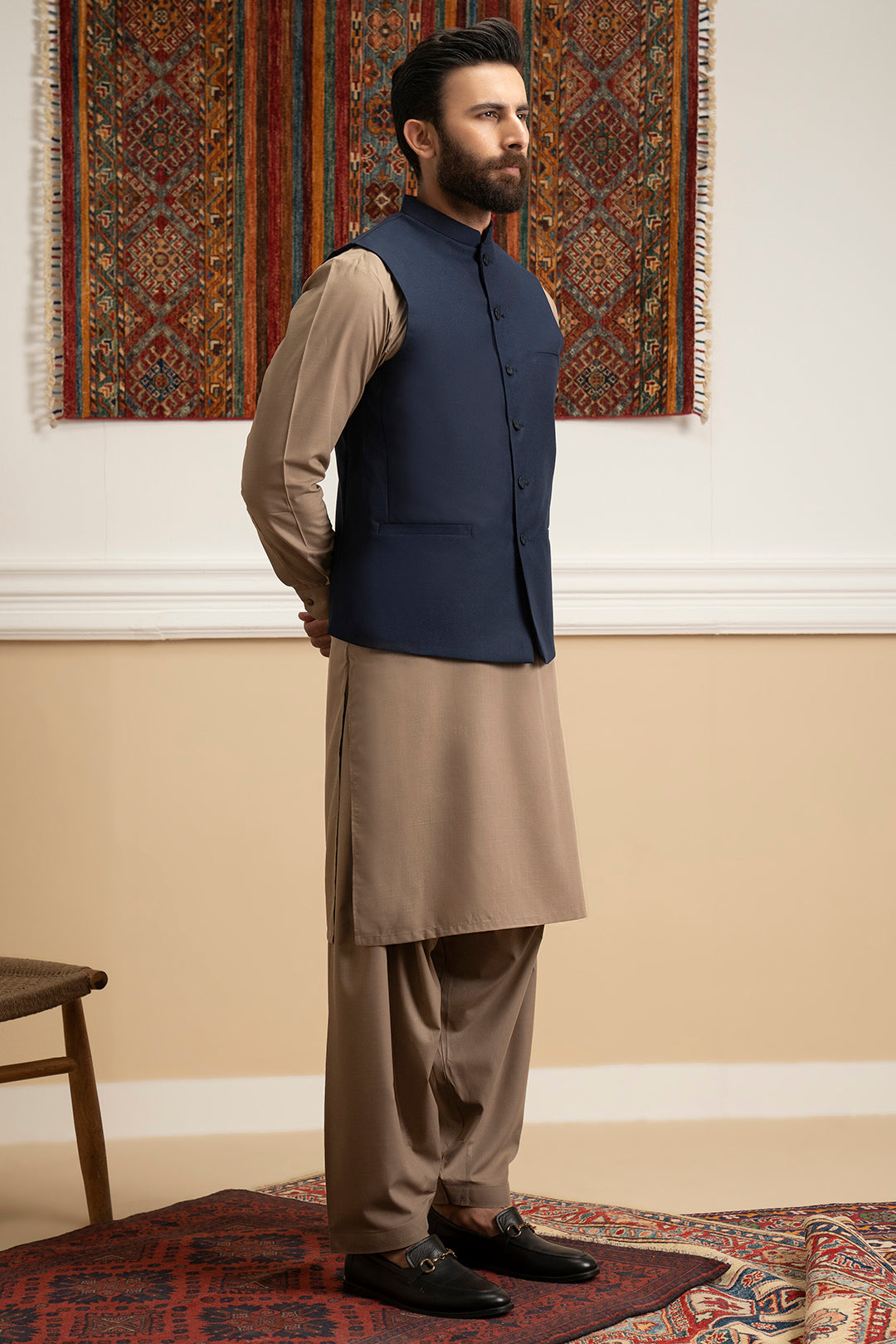 Navy Suiting Fabric Men's Waistcoat (1-Pc) - Image 5