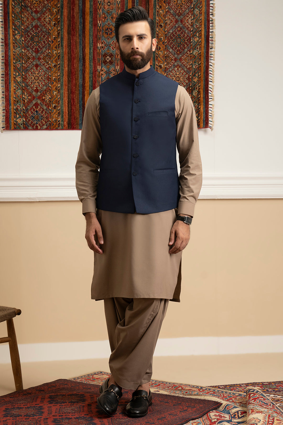 Navy Suiting Fabric Men's Waistcoat (1-Pc) - Image 6