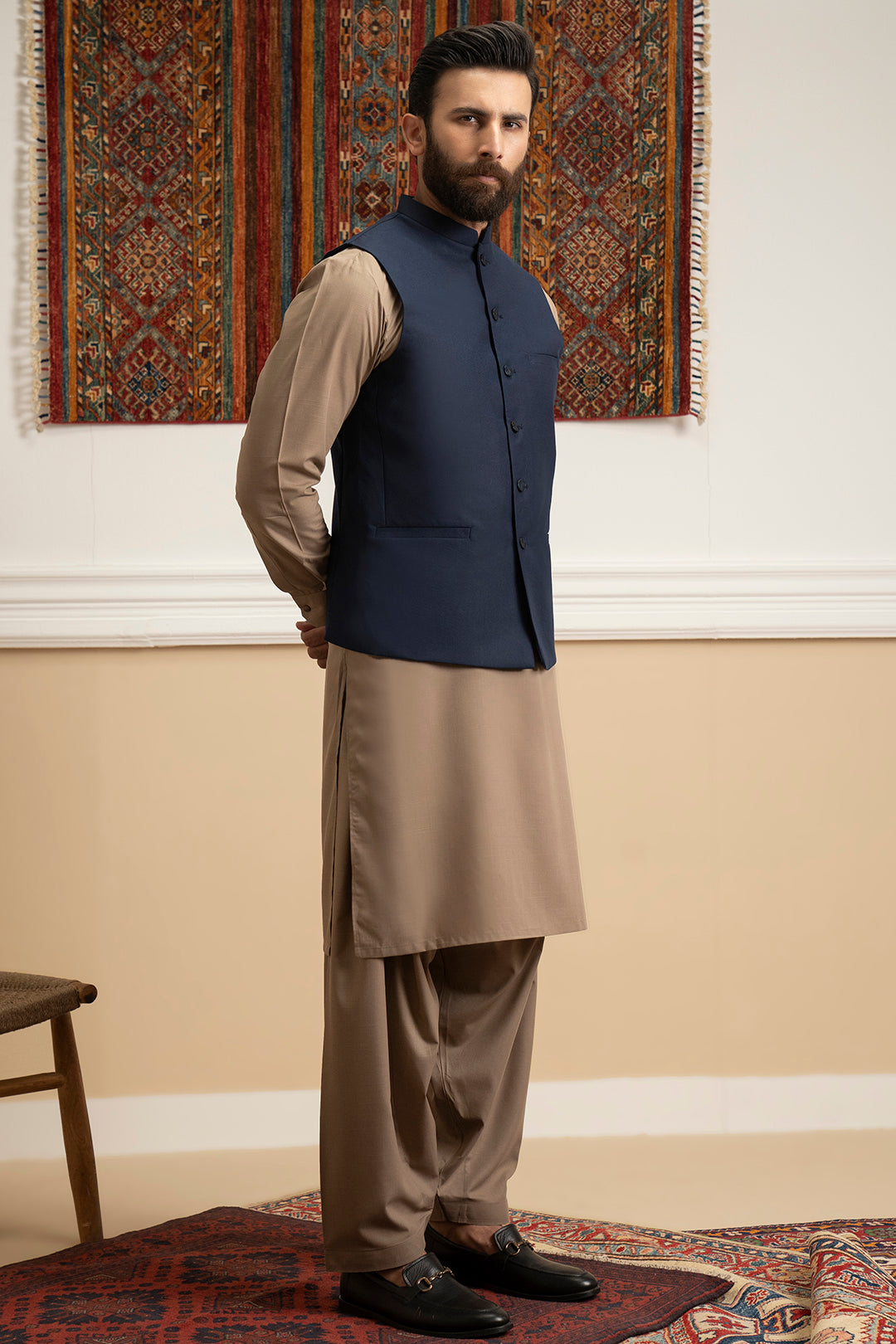 Navy Suiting Fabric Men's Waistcoat (1-Pc) - Image 8