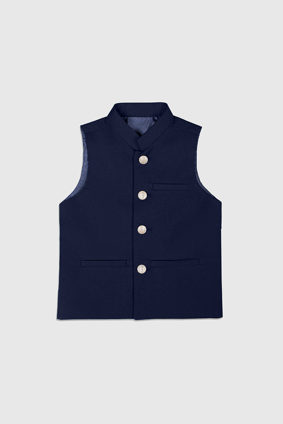 Navy Suiting Straight-Cut Kids Waistcoat (1-Pc) - Image 1