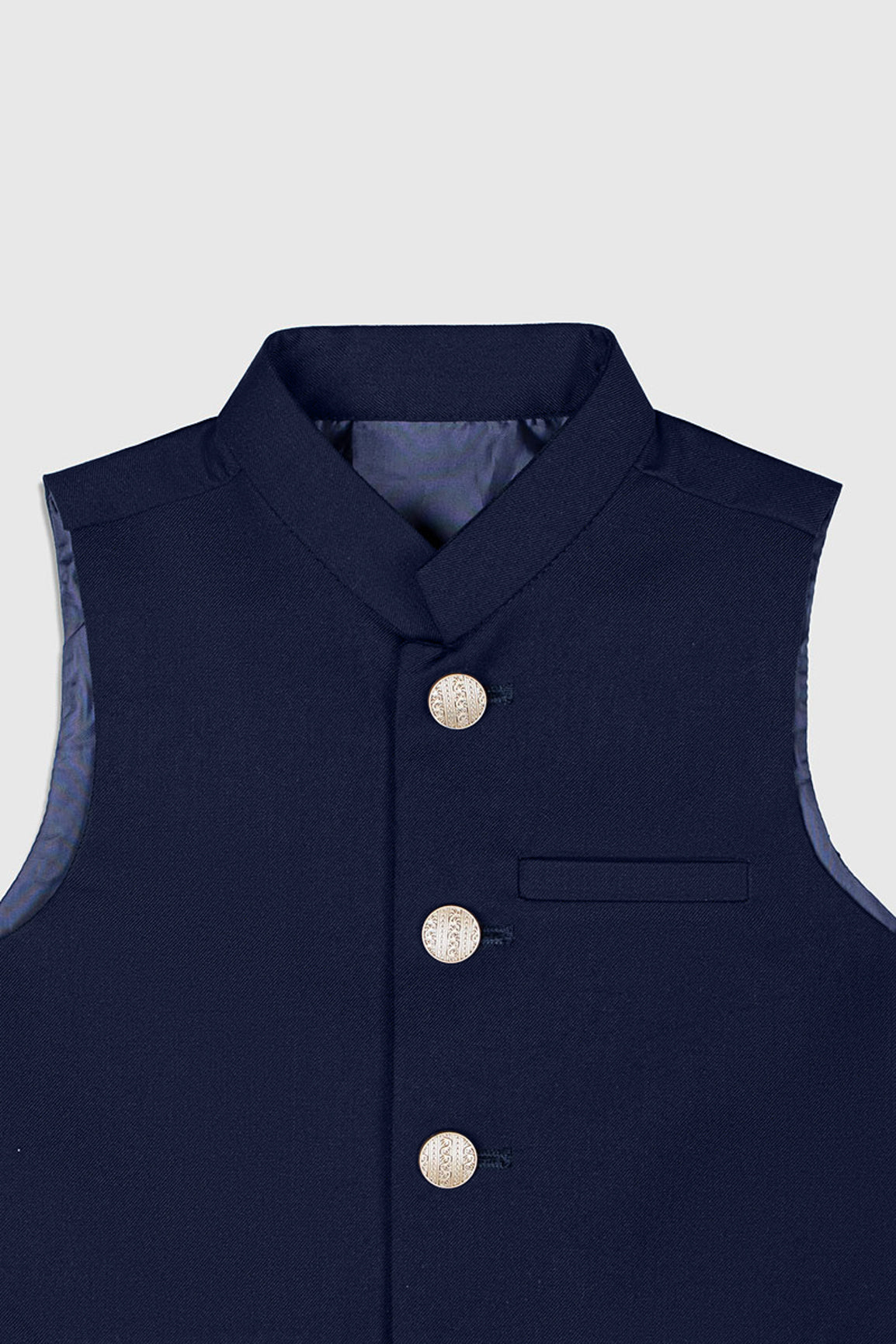 Navy Suiting Straight-Cut Kids Waistcoat (1-Pc) - Image 3