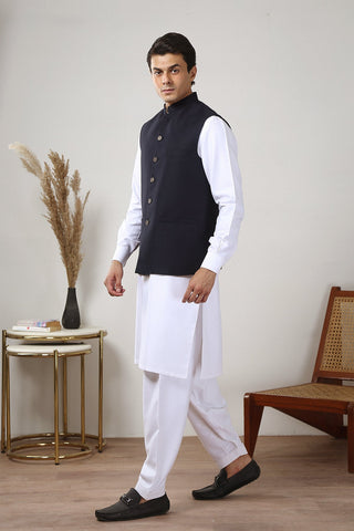 Navy Premium Suiting Waistcoat (3-Piece) - Image 3