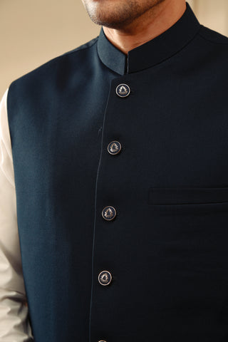 Navy Suiting Waistcoat with Metal Buttons (2-Piece) - Image 4