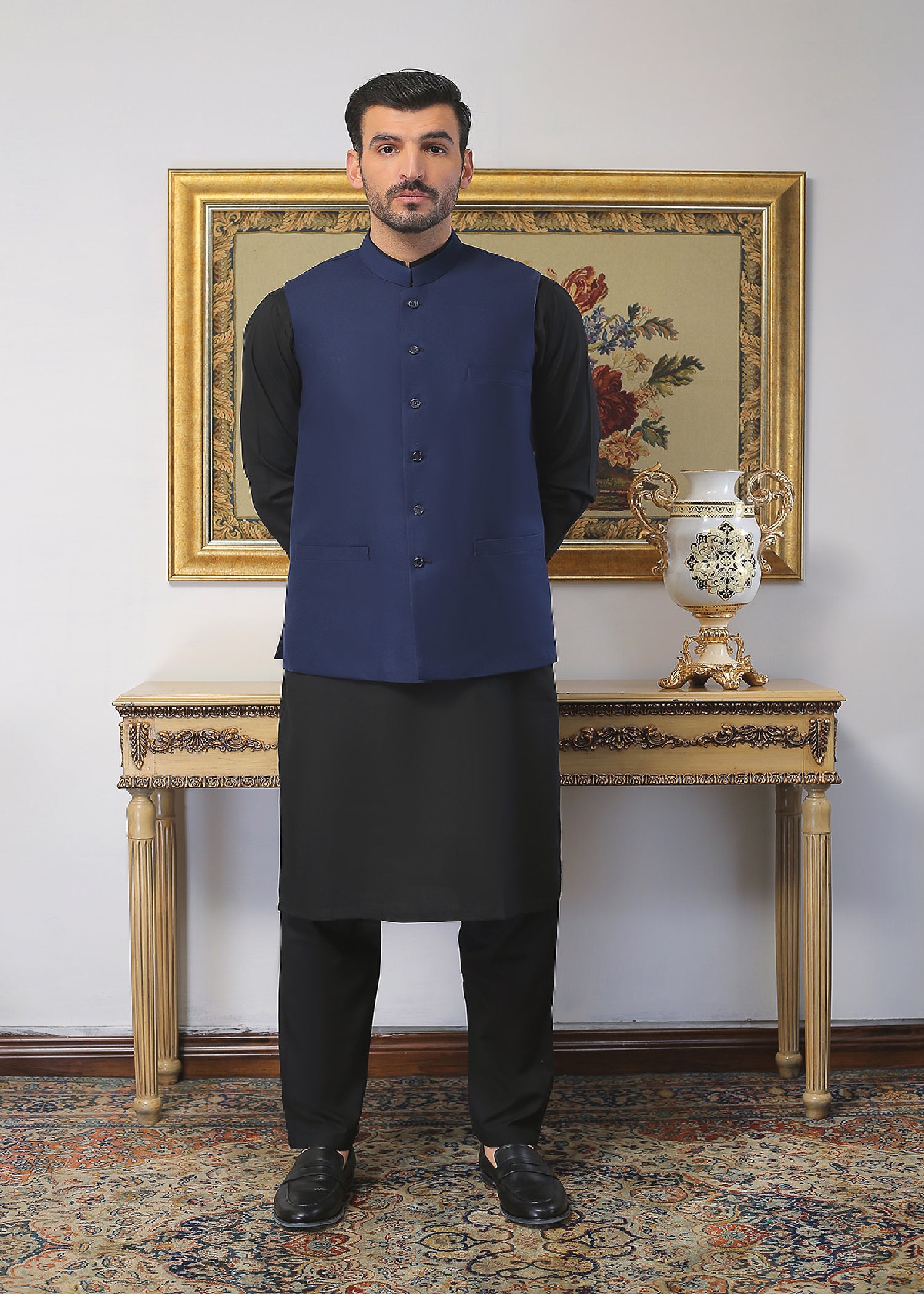 Navy Blue Tropical Fabric Waistcoat (1-Pc) - Image 1