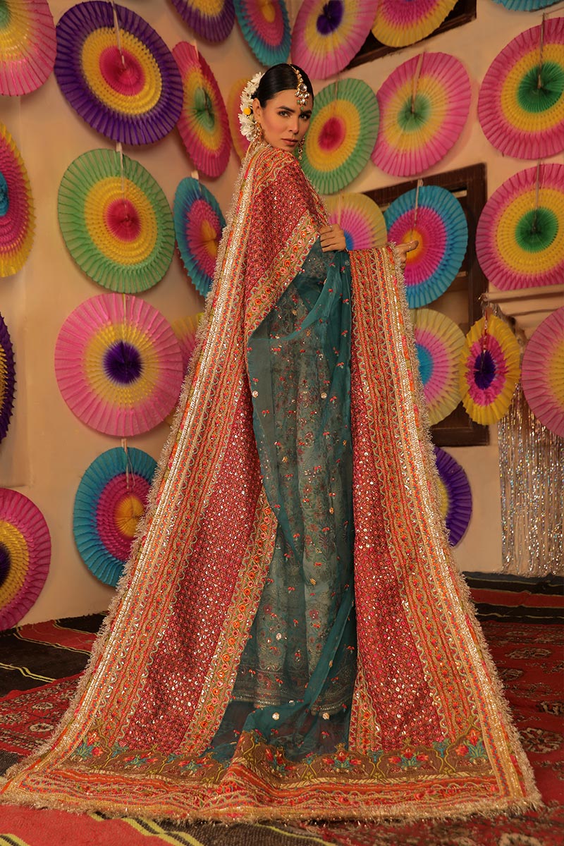 Pakistani Skin Zardozi Korean Net Anarkali Dress (3-Piece) - Image 5