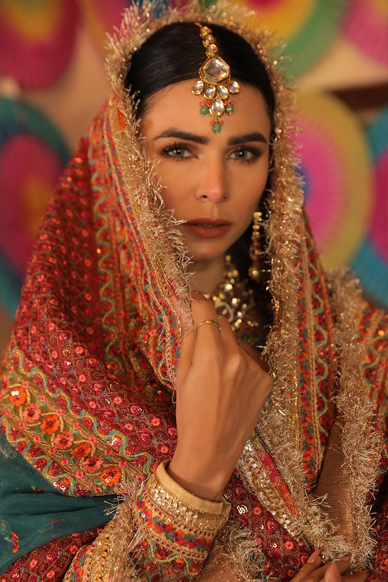 Pakistani Skin Zardozi Korean Net Anarkali Dress (3-Piece) - Image 6