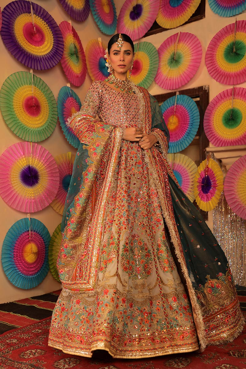 Pakistani Skin Zardozi Korean Net Anarkali Dress (3-Piece) - Image 7