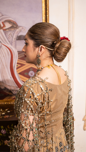 Pakistani Skin Mirror Work Net & Tissue Lehenga (3-Piece) - Image 7