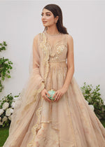 Nude Embroidered Organza Peplum Lehenga (3-Piece) - Image 4