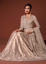 Skin Embroidered Organza Gown with Jamawar Lehnga (3-Piece) - Image 10