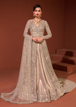 Skin Embroidered Organza Gown with Jamawar Lehnga (3-Piece) - Image 11