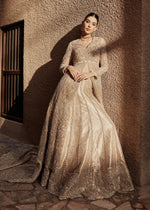 Skin Embroidered Organza Gown with Jamawar Lehnga (3-Piece) - Image 3