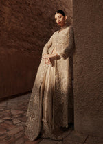 Skin Embroidered Organza Gown with Jamawar Lehnga (3-Piece) - Image 6