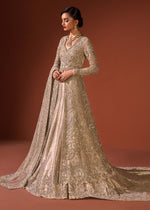 Skin Embroidered Organza Gown with Jamawar Lehnga (3-Piece) - Image 7