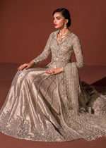 Skin Embroidered Organza Gown with Jamawar Lehnga (3-Piece) - Image 8